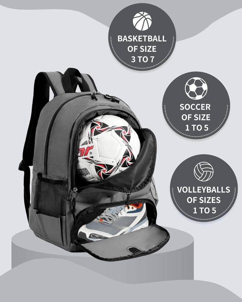 TRAILKICKER Basketball Bag Backpack for Men Women with Ball & Shoes Compartment 30L Capacity Lightweight Breathable Boys Girls Soccer Ball Bag Backpack Fit Volleyball Football Sports Travel School Gym - Image 3